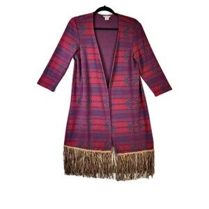 ARIAT Women's Oslo Long Cardigan Sweater Duster Sz Medium Aztec Jacquard Fringe